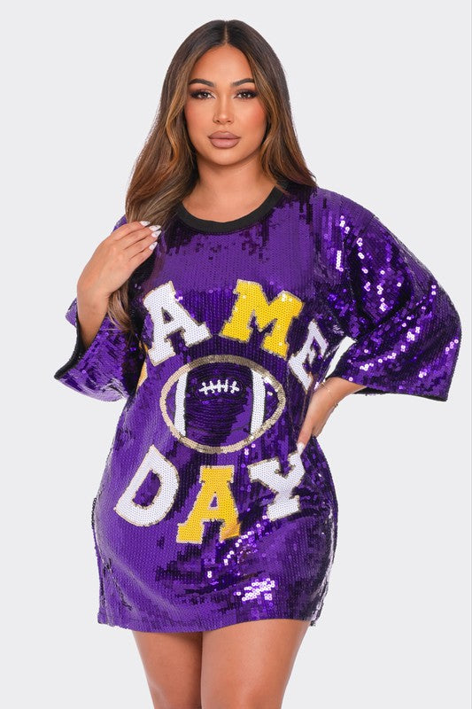 Purple Game Day Sequin Dress – Fabulous Touch Boutique